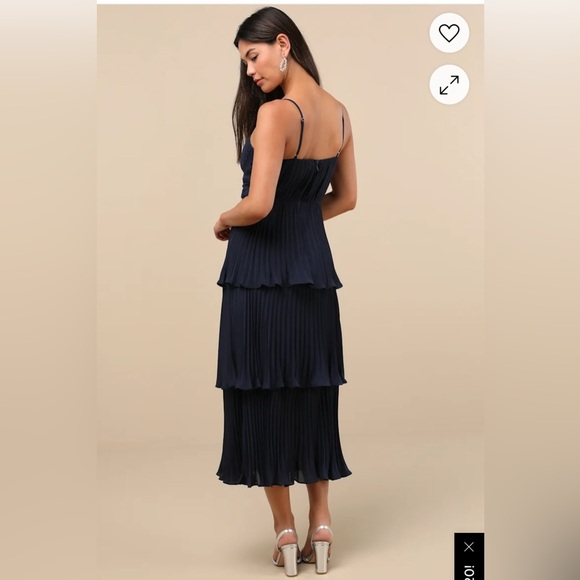 NWT Lulus Cascading Crush Black Tiered Bustier Midi Dress Large - Picture 3 of 15